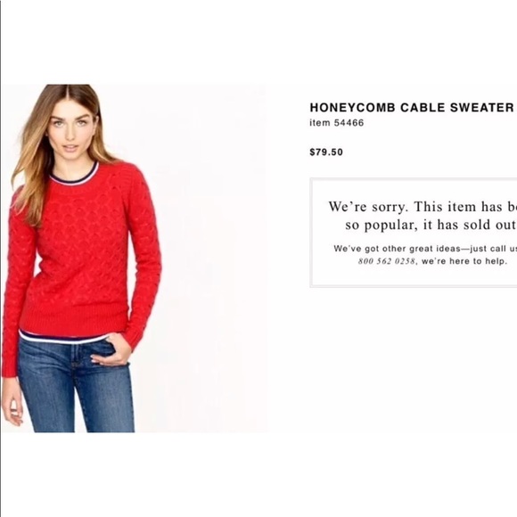 J. CREW Red Honeycomb Sweater Cable Knit Wool Blends Classic Poppy Pullover - Picture 8 of 8